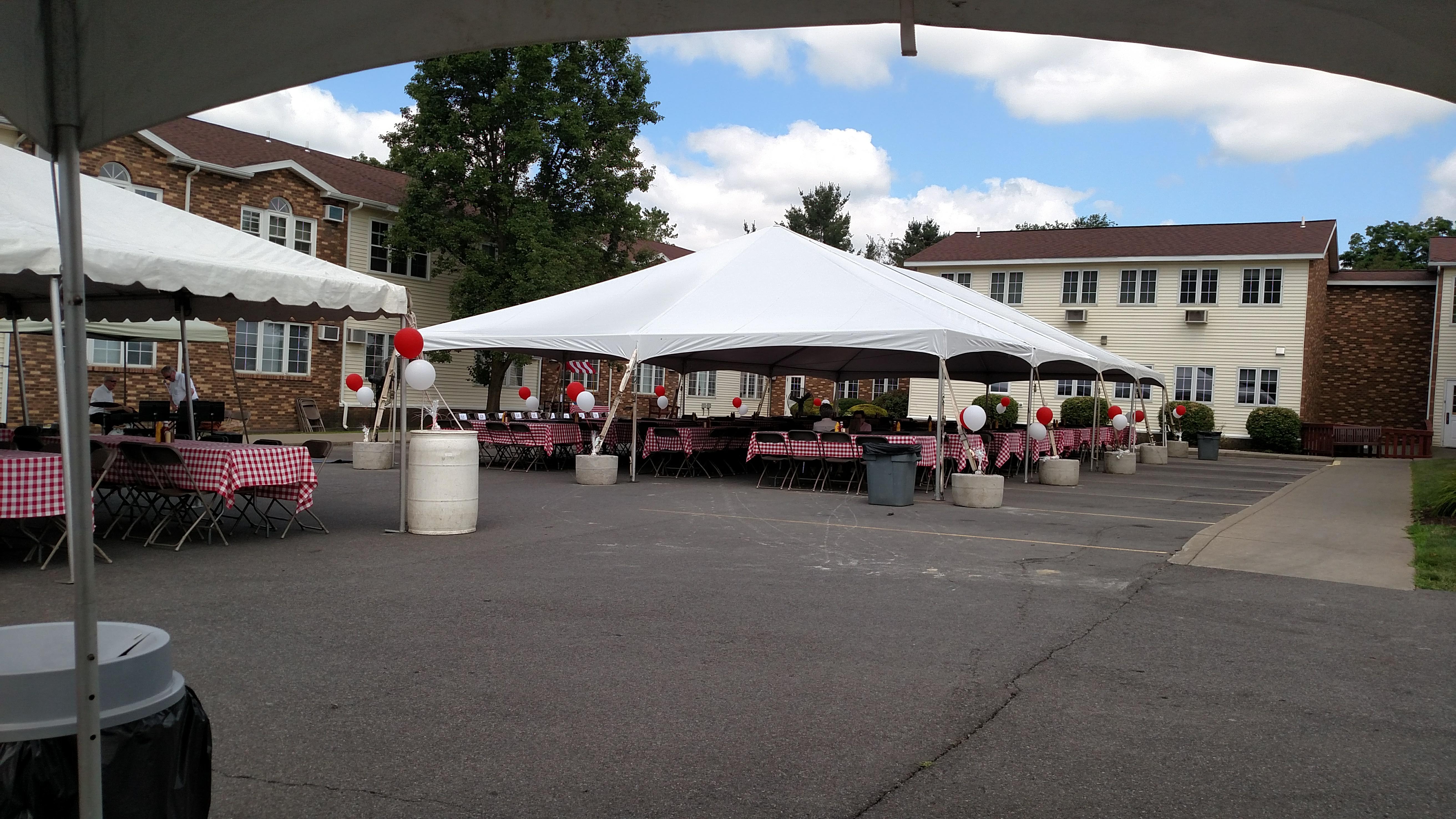 Outdoor catered event under a tent